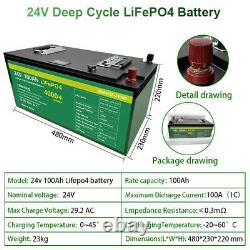 24v 100Ah LiFePo4 Battery Cells Waterproof Rechargeable For Boat Car Sola E-Bike