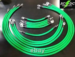 2/0 Awg HD Golf Cart Battery Cable 13 pc GREEN TXT E-Z-GO Set U. S. A MADE