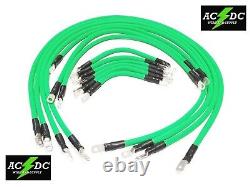 2 Awg HD Golf Cart Battery Cable 13 pc GREEN BRAIDED TXT E-Z-GO Set U. S. A MADE