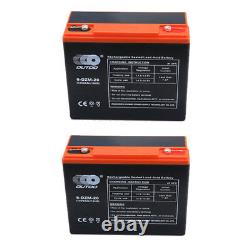 2 Pack 12V 24AH 6-DZM-20 Battery + Charger Electric Scooter Golf Cart Buggy Boat
