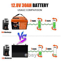 30Ah LiFePO4 Lithium Battery 4500+ Deep Cycles for Golf cart RV Boat Solar Panel