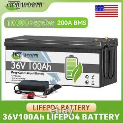 36V 100AH LiFePO4 Lithium Battery Golf Cart 200A BMS Solar 10YearLife Off Grid