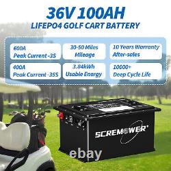 36V 100Ah Golf Cart LiFePO4 Lithium Battery 15000+ Cycle 200A BMS + 20A Charger