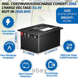 36V 100Ah Golf Cart LiFePO4 Lithium Battery 15000+ Cycle 200A BMS + 20A Charger