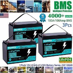 36V 100Ah Golf Cart LiFePO4 Lithium Battery 6000+ Deep Cycle 3840Wh 100A BMS