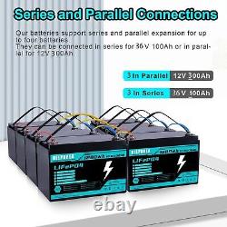 36V 100Ah Golf Cart LiFePO4 Lithium Battery BMS 6000+ Deep Cycle 3Pack 12V 100Ah