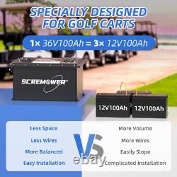 36V 100Ah Golf Cart Lithium LiFePO4 Battery Club Car 200A BMS 15000+ Deep Cycle