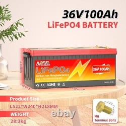 36V 100Ah LiFePO4 Golf Cart Lithium Battery 200A BMS for Solar RV Trolling Motor