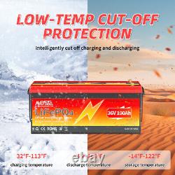 36V 100Ah LiFePO4 Golf Cart Lithium Battery 200A BMS for Solar RV Trolling Motor