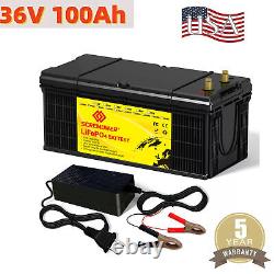 36V 100Ah LiFePO4 Lithium Battery 200A BMS for Golf cart EV RV 10 Year Life Span