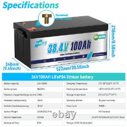 36V 100Ah LiFePO4 Lithium Battery Bluetooth APP 3840Wh for Outboard Motor Marine