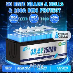 36V 100Ah LiFePO4 Lithium Battery Bluetooth APP 3840Wh for Outboard Motor Marine