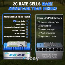 36V 100Ah LiFePO4 Lithium Battery Bluetooth APP 3840Wh for Outboard Motor Marine