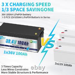 36V 100Ah LiFePO4 Lithium Battery Bluetooth APP 3840Wh for Outboard Motor Marine