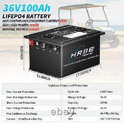 36V 100Ah Lithium Golf Cart Battery 200A BMS 15000+ Cycle LiFePO4 10 Year Life