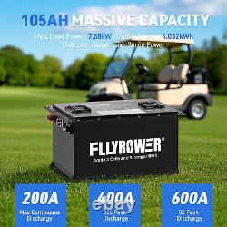36V 105Ah Golf Cart LiFePO4 Battery 200A BMS 15000+ Cycle 20A Charger Club Car