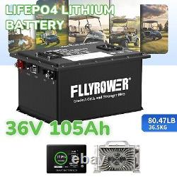 36V 105Ah Golf Cart LiFePO4 Lithium Battery 200A BMS with 36V 20A Fast Charger