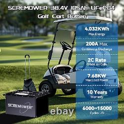 36V 105Ah Golf Cart Lithium LiFePO4 Battery Club Car 200A BMS 15000+ Deep Cycle