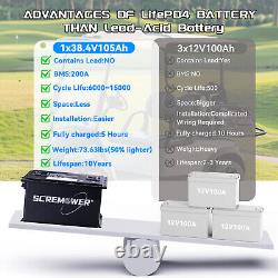 36V 105Ah Golf Cart Lithium LiFePO4 Battery Club Car 200A BMS 15000+ Deep Cycle