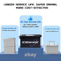 36V 105Ah Golf Cart Lithium LiFePO4 Battery Club Car 200A BMS 15000+ Deep Cycle