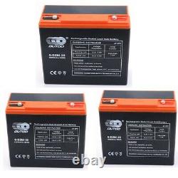 3X 12V 24Ah 6-DZM-20 Battery for Scooter go Kart Quad Bike Golf Cart Buggy ATV