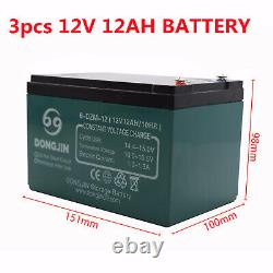 3pcs 6-DZM-12V Battery for Electric Bike Scooter Golf Cart ATV Quad Go Kart Lead