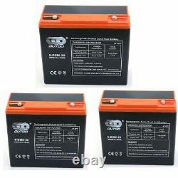 3x 12V 24Ah 6-DZM-20 Battery For Electric Scooter Go Kart Golf Cart Mobility