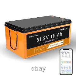 48V 100AH 51.2V 110Ah Lithium Battery, 5632WH, Golf Cart RV Bluetooth Battery