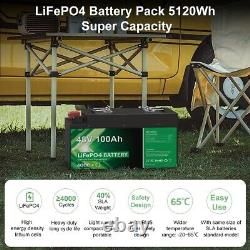 48V 100AH LiFePO4 Battery Pack With 16S 100A BMS Battery For RV Boat Golf Cart