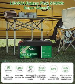 48V 100AH LiFePO4 Battery Pack With 16S 100A BMS Battery For RV Boat Golf Cart