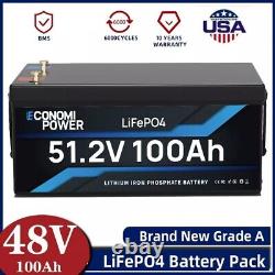 48V 100Ah Golf Cart Battery Lithium LiFePO4 Deep Cycle BMS for Solar RV Outdoor