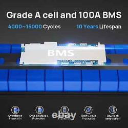 48V 100Ah Golf Cart Battery Lithium LiFePO4 Deep Cycle BMS for Solar RV Outdoor