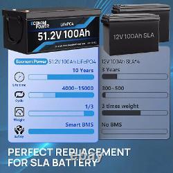 48V 100Ah Golf Cart Battery Lithium LiFePO4 Deep Cycle BMS for Solar RV Outdoor