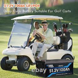 48V 100Ah Golf Cart Battery Lithium LiFePO4 Deep Cycle BMS for Solar RV Outdoor