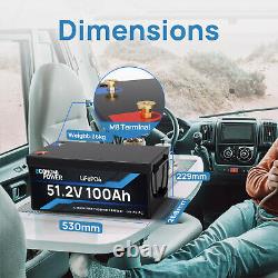 48V 100Ah Golf Cart Battery Lithium LiFePO4 Deep Cycle BMS for Solar RV Outdoor
