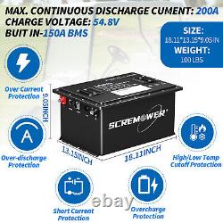 48V 100Ah Golf Cart Lithium LiFePO4 Battery Club Car 200A BMS 15000+ Deep Cycle