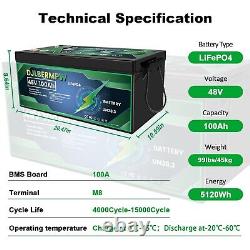 48V 100Ah LiFePO4 Deep Cycle Lithium Battery 5120Wh For Golf Cart Solar System