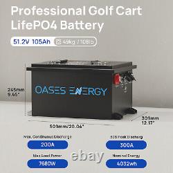 48V 100Ah LiFePO4 Golf Cart Battery 20A Charger Bluetooth Monitor Metal Case