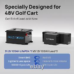 48V 100Ah LiFePO4 Golf Cart Battery 20A Charger Bluetooth Monitor Metal Case