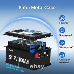 48V 100Ah LiFePO4 Golf Cart Battery Metal Case Bluetooth Monitor Club Car RV