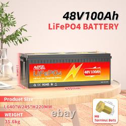 48V 100Ah LiFePO4 Lithium Battery 15000+ Deep Cycle 200A BMS Golf Cart RV Solar