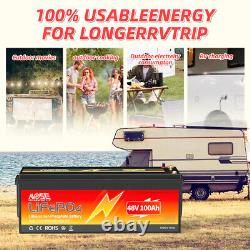 48V 100Ah LiFePO4 Lithium Battery 15000+ Deep Cycle 200A BMS Golf Cart RV Solar