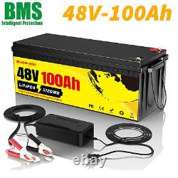 48V 100Ah LiFePO4 Lithium Battery 200A BMS for Golf cart RV EV 10 Year Life Span