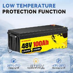 48V 100Ah LiFePO4 Lithium Battery 200A BMS for Golf cart RV EV 10 Year Life Span