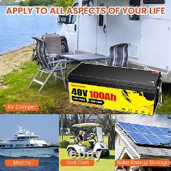 48V 100Ah LiFePO4 Lithium Battery 200A BMS for Golf cart RV EV 10 Year Life Span