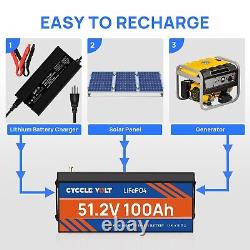 48V 100Ah LiFePO4 Lithium Battery Deep Cycle BMS for RV Golf Cart Solar System