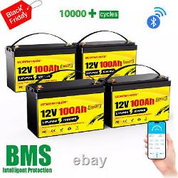 48V 100Ah LiFePO4 Lithium Bluetooth Golf Cart Battery Solar RV (4Pack 12V100Ah)