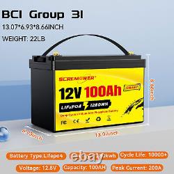 48V 100Ah LiFePO4 Lithium Bluetooth Golf Cart Battery Solar RV (4Pack 12V100Ah)