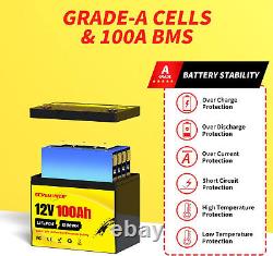 48V 100Ah LiFePO4 Lithium Golf Cart Battery Deep Cycle Solar RV (4Pack 12V100Ah)