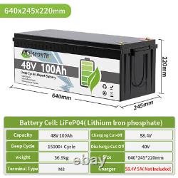 48V 100Ah Lifepo4 Lithium Battery 200A BMS Boat Golf Cart Solar VAN RV EV Camper